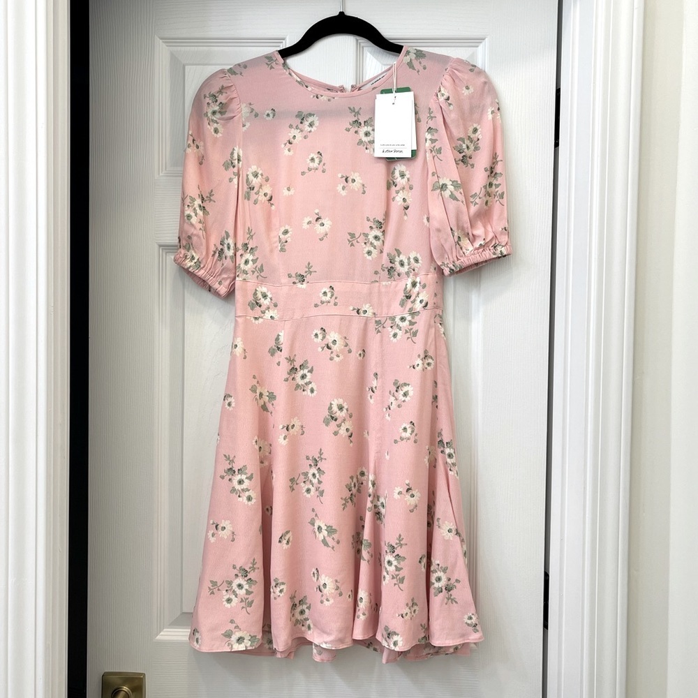 & Other Stories Puff Sleeve Mini Dress In Pink Floral Size 0 NWT
